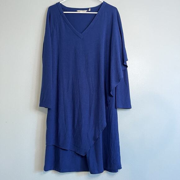 Soft Surroundings Dresses & Skirts - Soft Surroundings Marla Dress Womens Sz M Lagonlook Blue Knit V-Neck Midi Blue